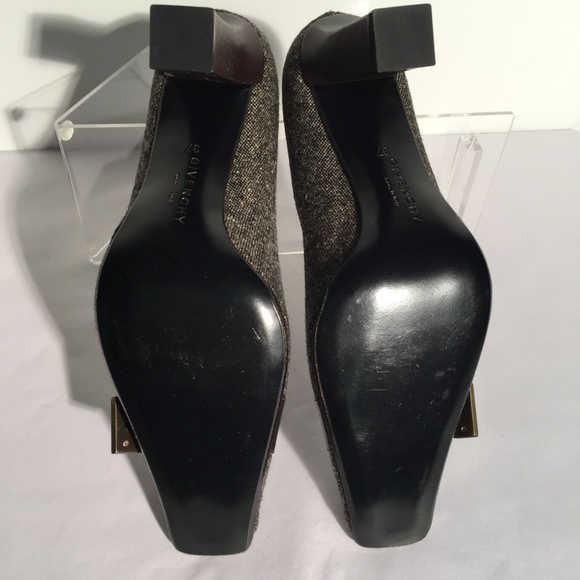 New GIVENCHY Tweed & Leather Heels Pumps NWOB Square Toe - Picture 8 of 8